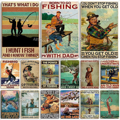 Artisian Decorative Fishing Metal Sign